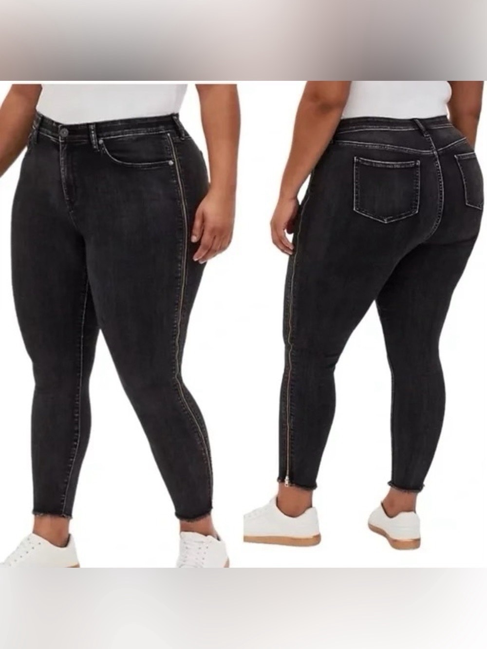 Torrid 12 Short Black Acid Wash Sky High-Rise Super Soft Zip Detail Skinny Jeans